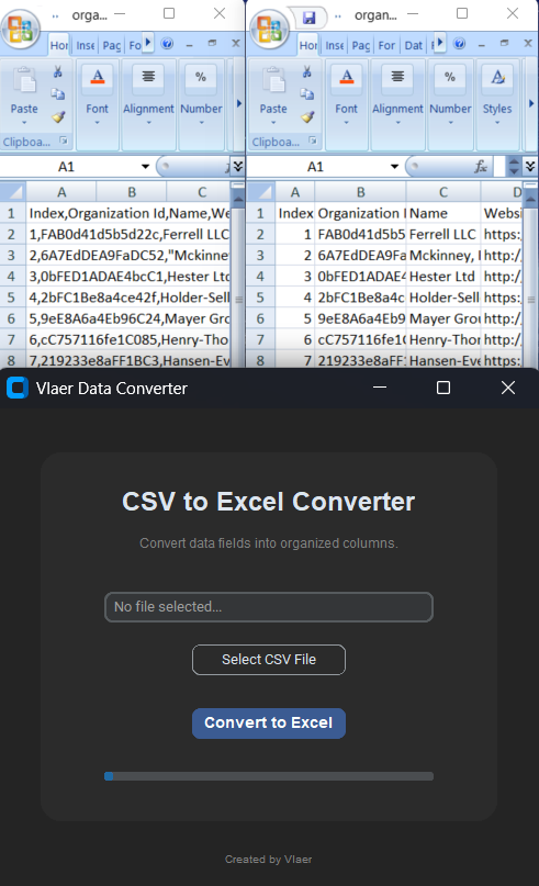 Vlaer excel to pdf Interface