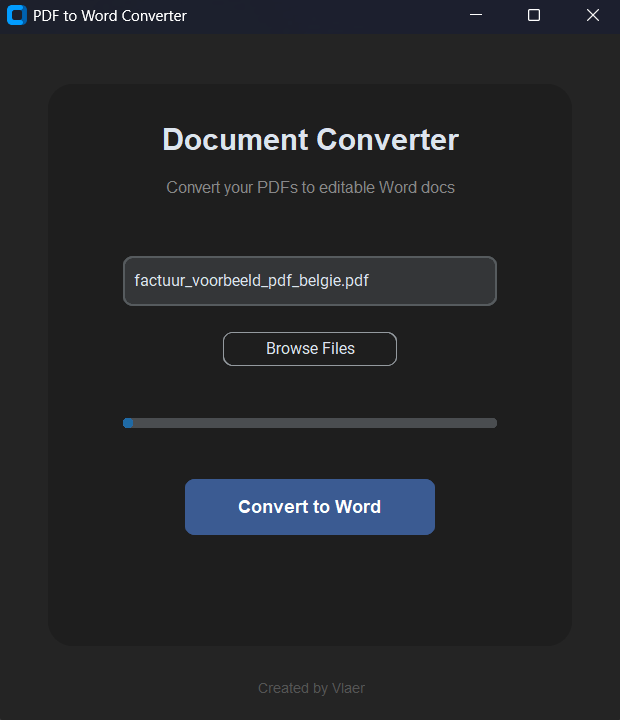 Vlaer Pdf to Word Interface